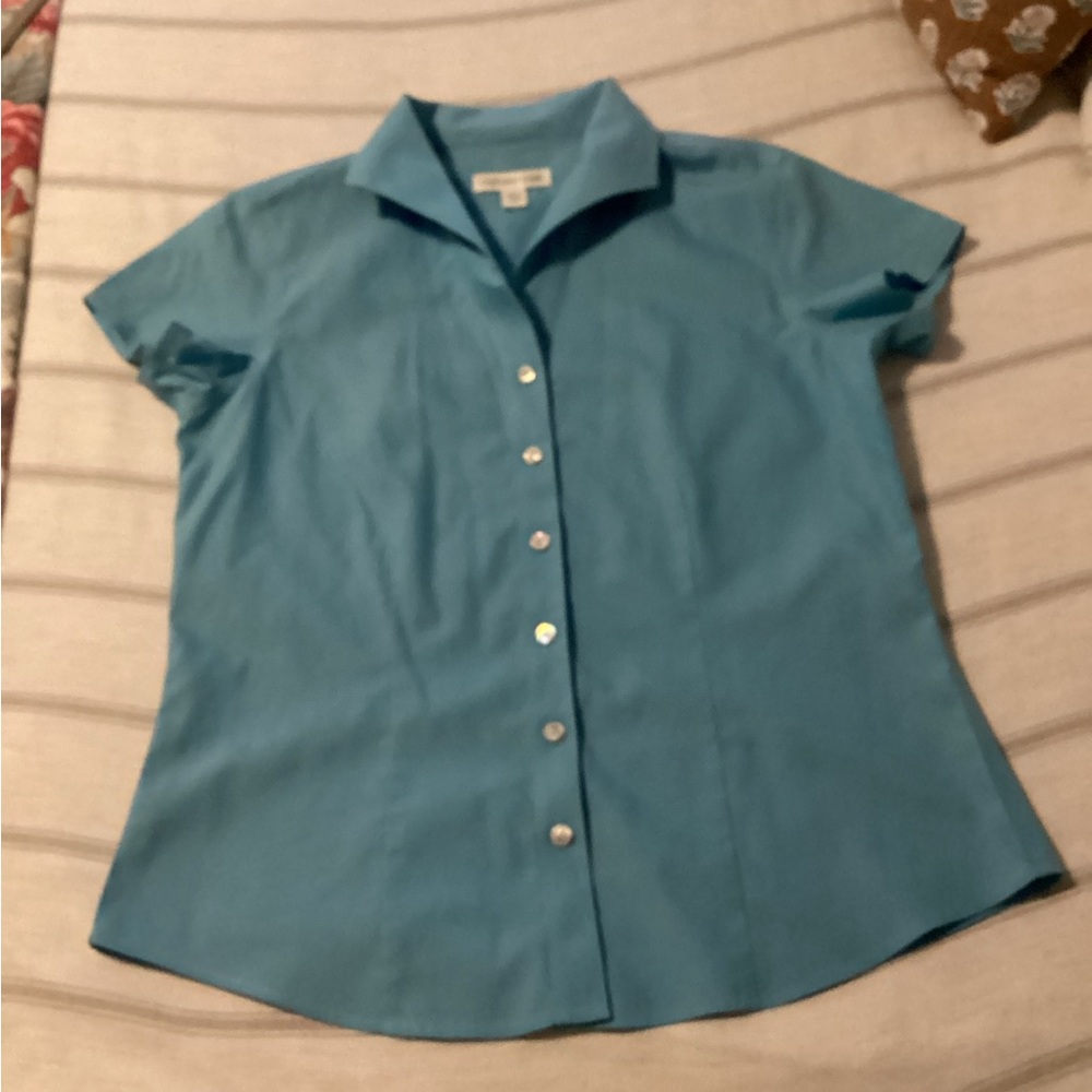 Coldwater Creek Cornflower Blue Button up